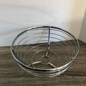 Vtg MCM Silver Metal Fruit Basket Bowl